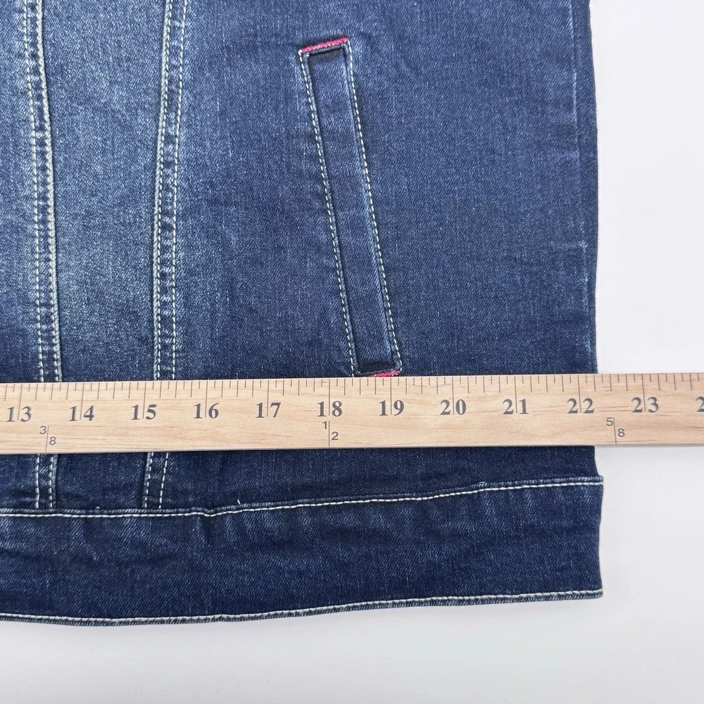 True Religion Ladder Stitch SN Denim Jacket Large, Dark Hawks Eye Wash,MSRP $184